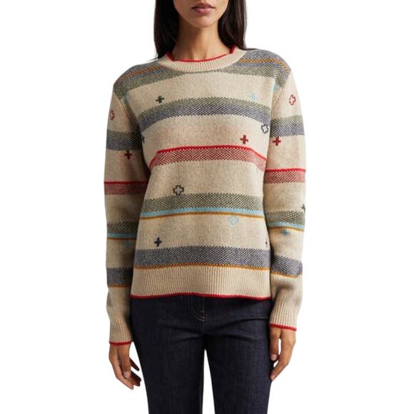 Pendleton 'Graphic' Beige Merino Wool Sweater Size S - Picture 1 of 4